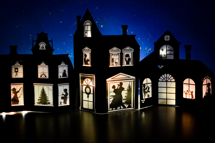 750x500 Silhouette Christmas Village With Printable Designs Adventure - Christmas Village Drawing