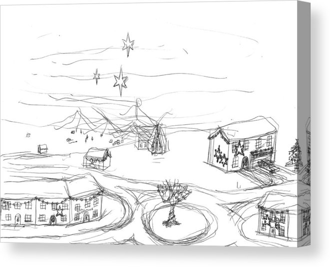 661x535 Christmas Village Canvas Print Canvas Art - Christmas Village Drawing