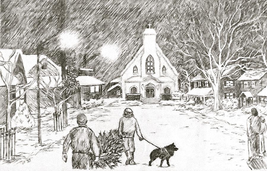 900x576 Christmas Village Drawing - Christmas Village Drawing