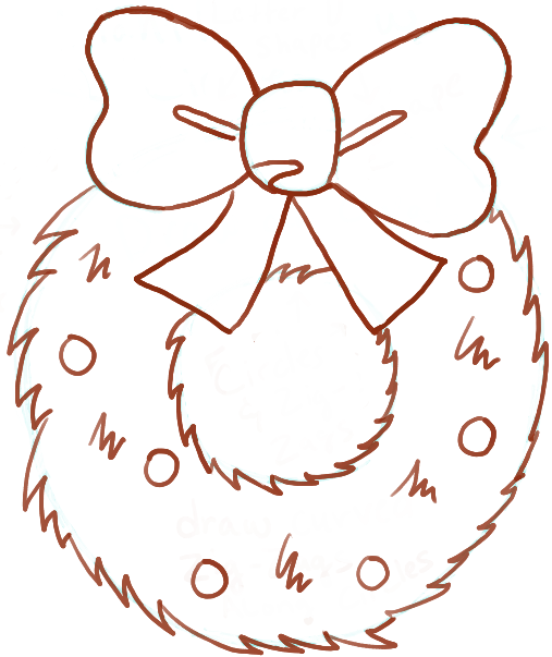 507x603 how to draw cartoon christmas wreaths - Christmas Wreath Drawing