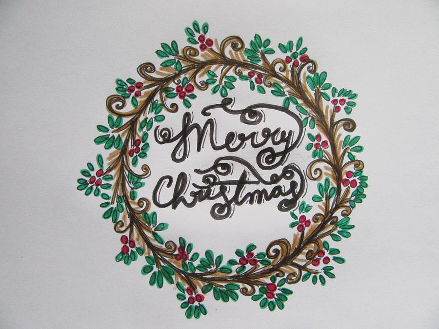 900x675 Christmas Wreath Drawing - Christmas Wreath Drawing