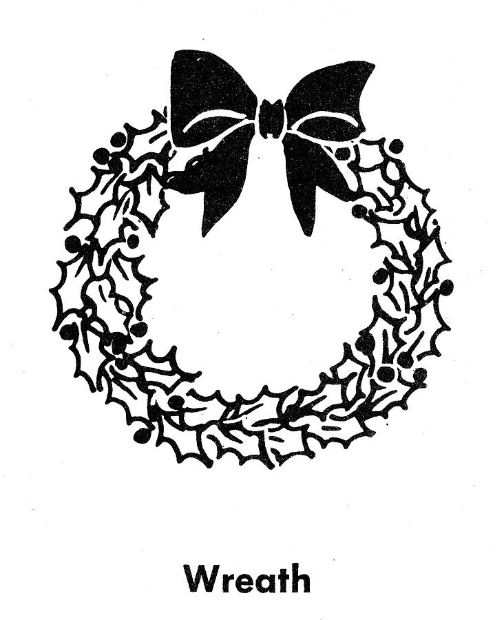 732x900 Christmas Wreath Drawing - Christmas Wreath Drawing