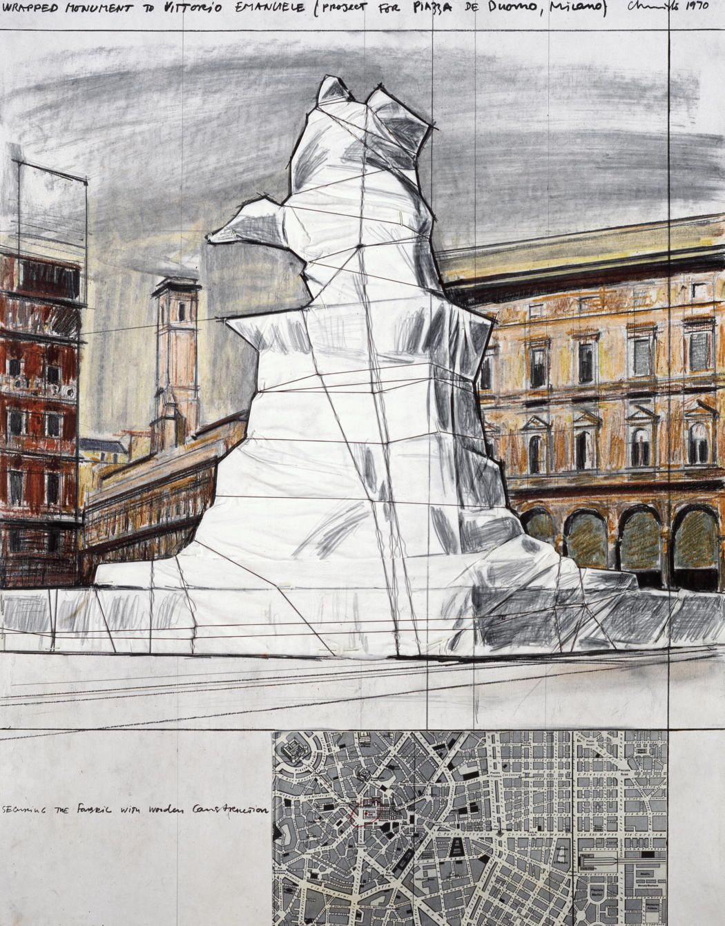 1050x1341 wrapped monument to vittorio emanuele - Christo Drawings