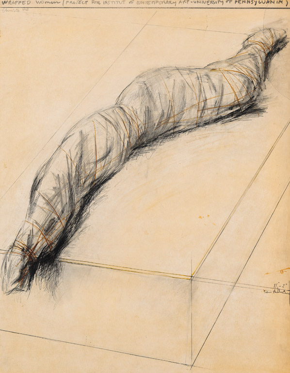 598x768 wrapped woman - Christo Drawings