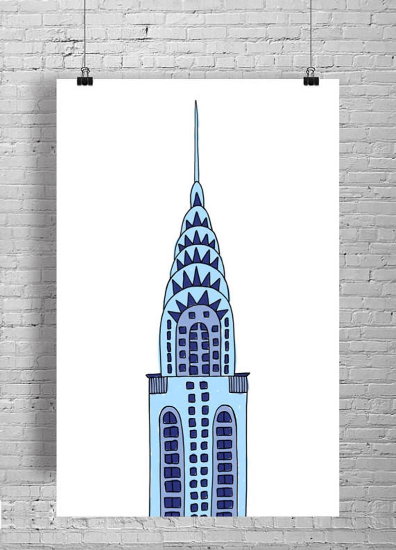 794x1102 Chrysler Building Print Nyc Print Nyc Illustration Chrysler Etsy - Chrysler Building Drawing