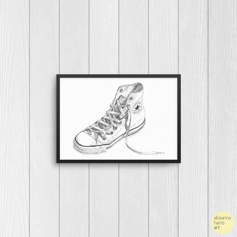794x794 Converse Chuck Taylor Classic Art Print From Original Ink Etsy - Chuck Taylor Drawing