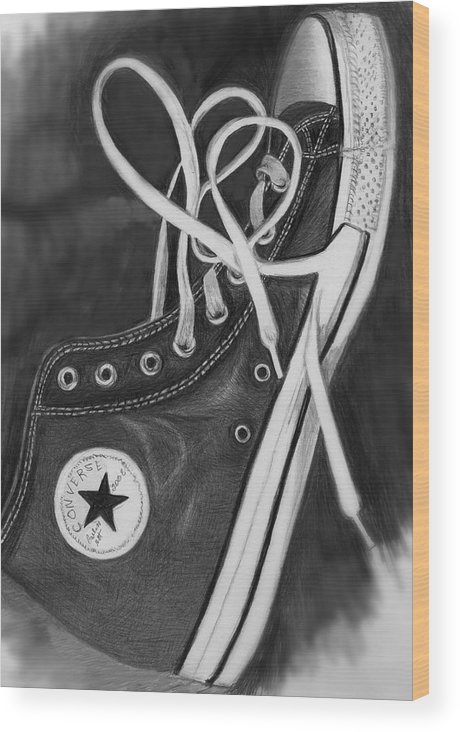 460x732 My Son's Chuck Taylor Converse Shoe Wood Print - Chuck Taylor Drawing