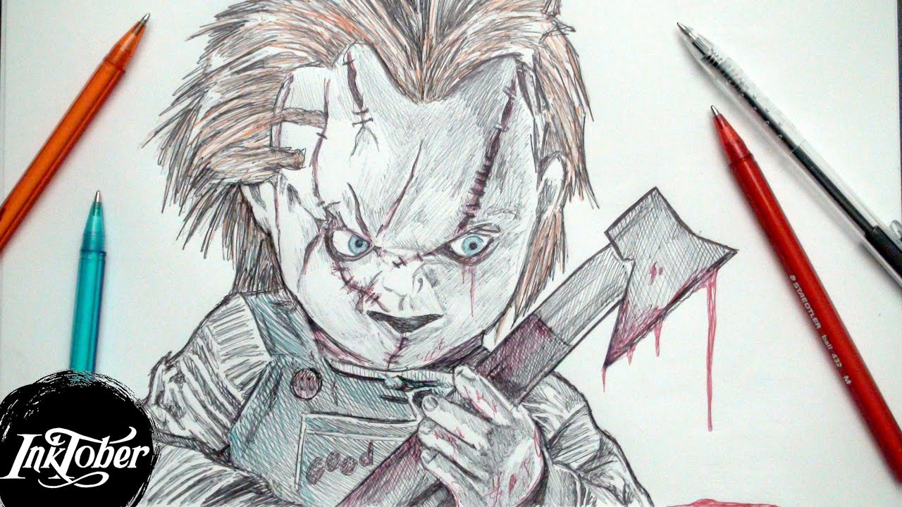 1280x720 chucky the doll pen drawing - Chucky Doll Drawing