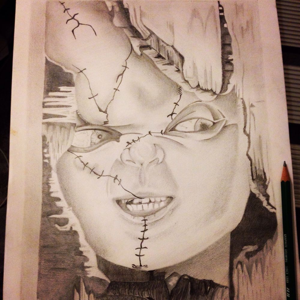 1000x1000 chucky pencil drawing ebay - Chucky Drawing