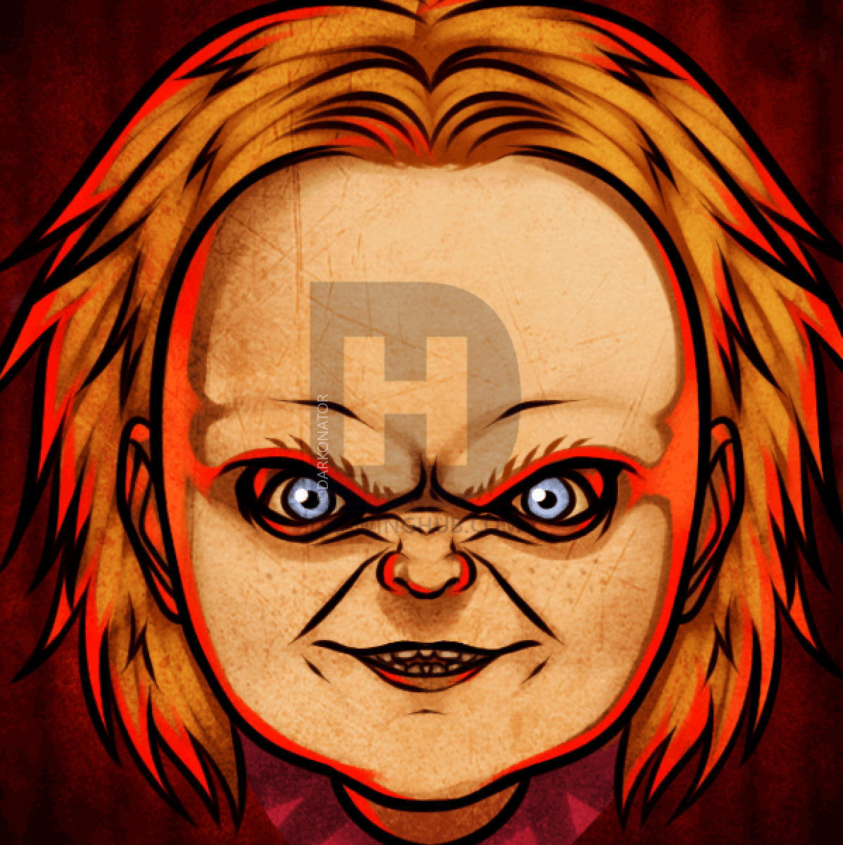 1198x1200 how to draw chucky easy, step - Chucky Drawing