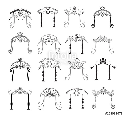 500x470 set of vintage graphic chuppah religious jewish wedding canopy - Chuppah Drawing