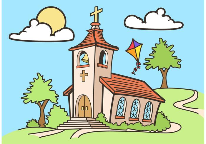 700x490 Country Church Vector Drawing Free - Church Cartoon Drawing