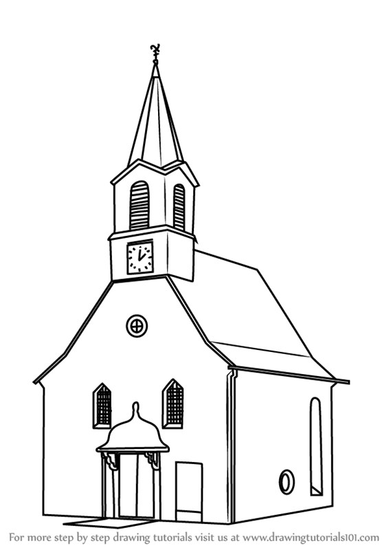566x800 Drawing A Cartoon Church Perfect How To Draw Step - Church Cartoon Drawing