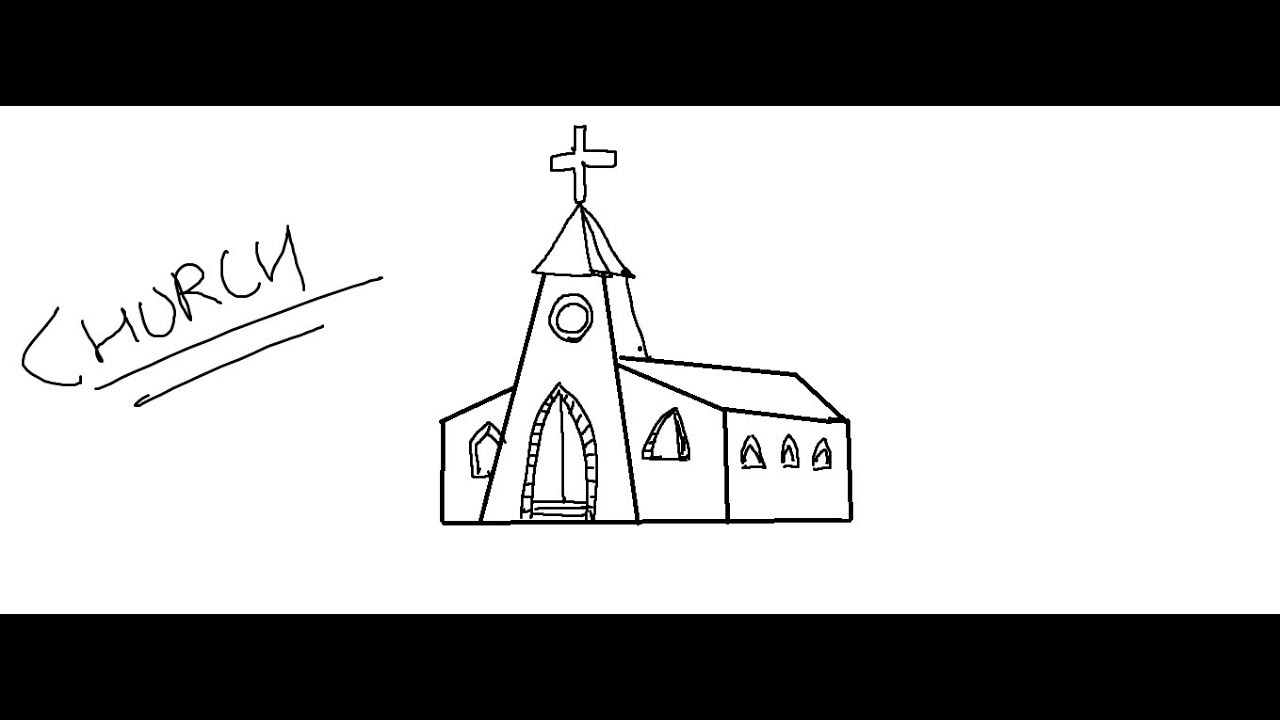 1280x720 Easy Kids Drawing Lessonshow To Draw A Cartoon Church For Kids - Church Cartoon Drawing