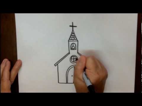 480x360 How To Draw A Church Step - Church Cartoon Drawing
