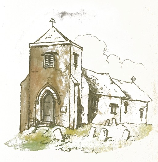 512x526 church graveyard drawing - Church Drawing