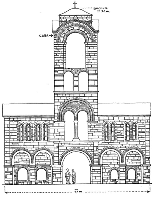 322x389 drawing of the west facade, of mother of god church - Church Drawing Images