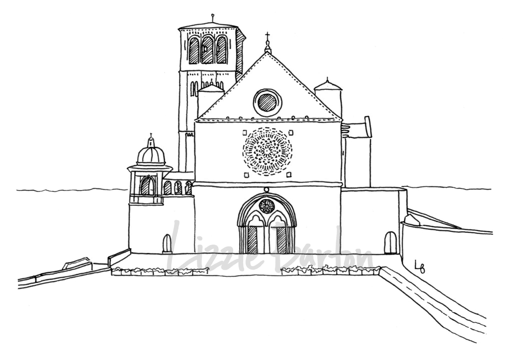 1000x703 Drawings Lizzie Barton - Church Drawing Images