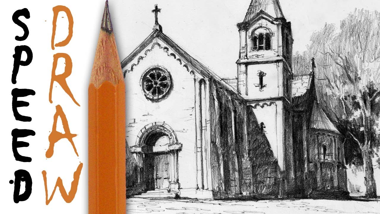 1280x720 How To Draw Architecture Rysunek Architektoniczny - Church Drawing Images