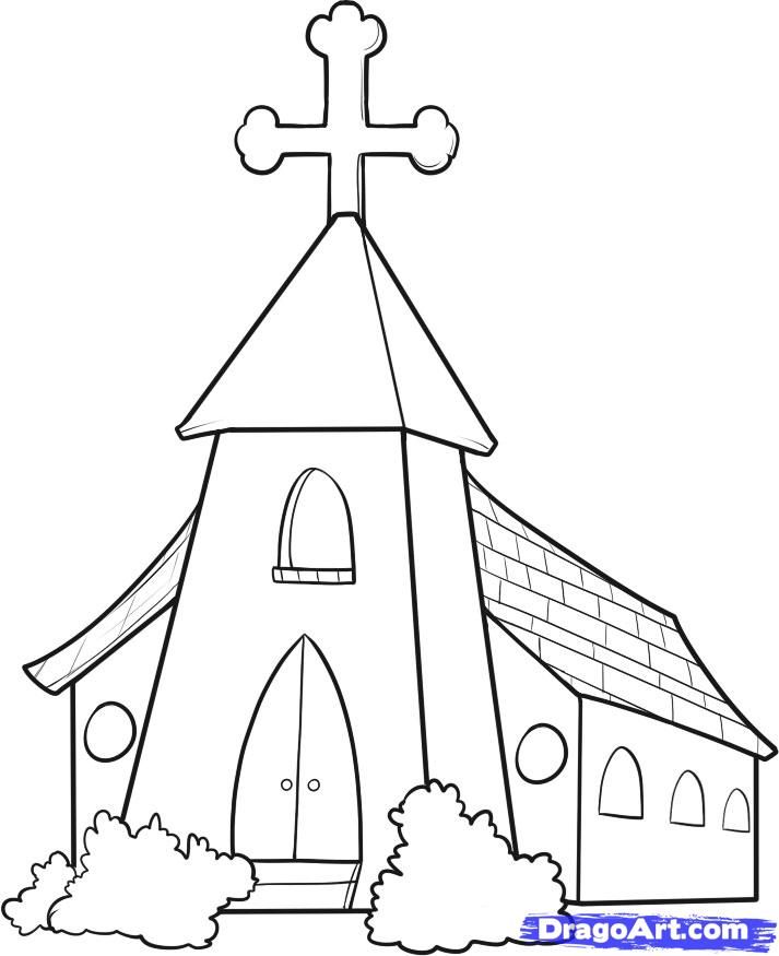 713x875 How To Draw A Church Step Ideas Drawings, Easy Drawings - Church Drawing Images