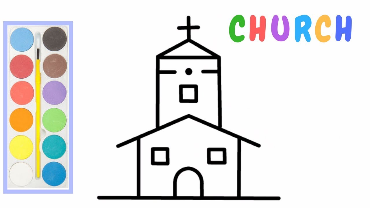 1280x720 Church Drawing How To Draw A Church Step - Church Drawing Images