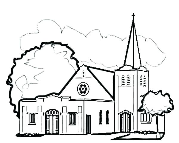 600x479 Church Coloring Pictures Pages Printable To Print Line Drawings - Church Line Drawing