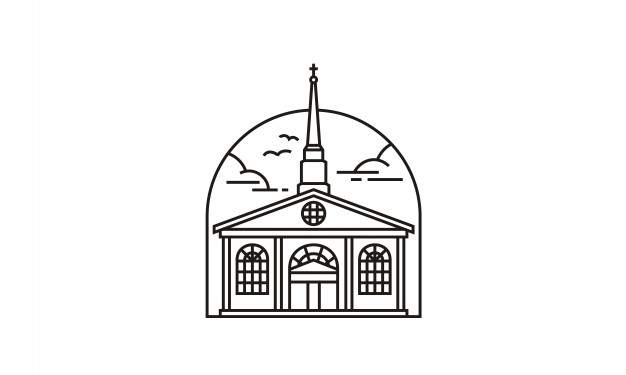 626x375 Line Art Churchchristian Logo Design Vector Premium Download - Church Line Drawing