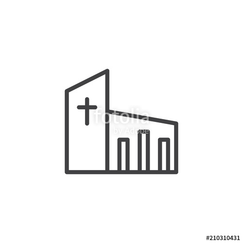 500x500 Church Building Outline Icon Linear Style Sign For Mobile Concept - Church Outline Drawing