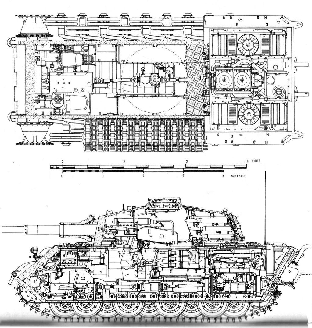 1023x1077 churchill tank schematics, cutaway diagram of the tiger ii - Churchill Tank Drawing