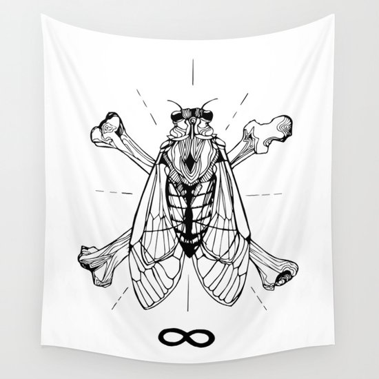 550x550 Cicada Resurrection Sigil Wall Tapestry - Cicada Line Drawing