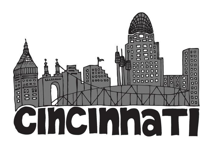 700x490 Free Cincinnati Skyline Vector - Cincinnati Skyline Drawing