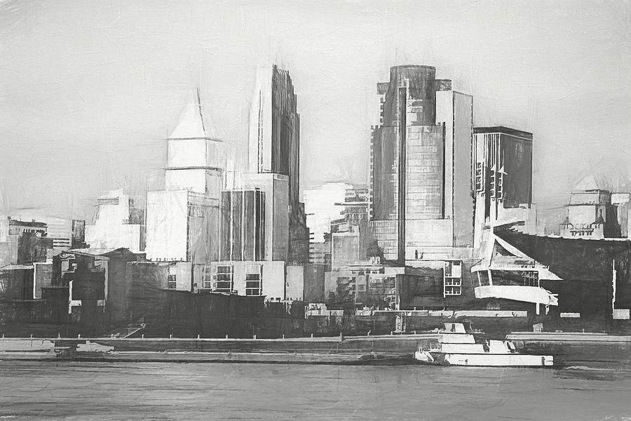900x600 Cincinnati Sketch Drawing - Cincinnati Skyline Drawing