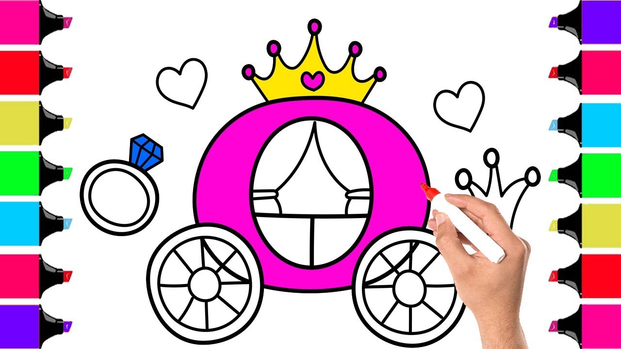 1280x720 colouring princess carriage how to draw princess carriage - Cinderella Carriage Drawing