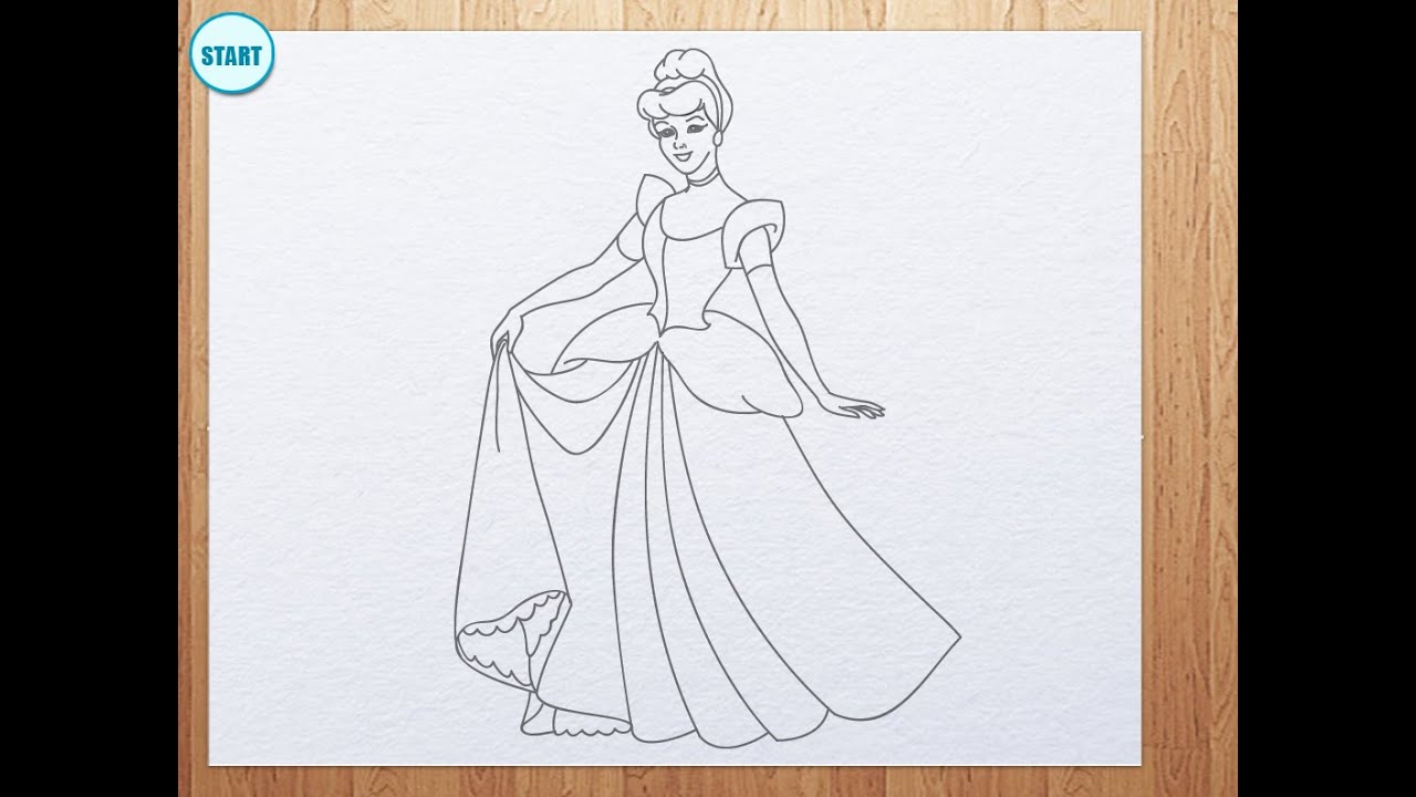 1280x720 How To Draw Cinderella - Cinderella Cartoon Drawing