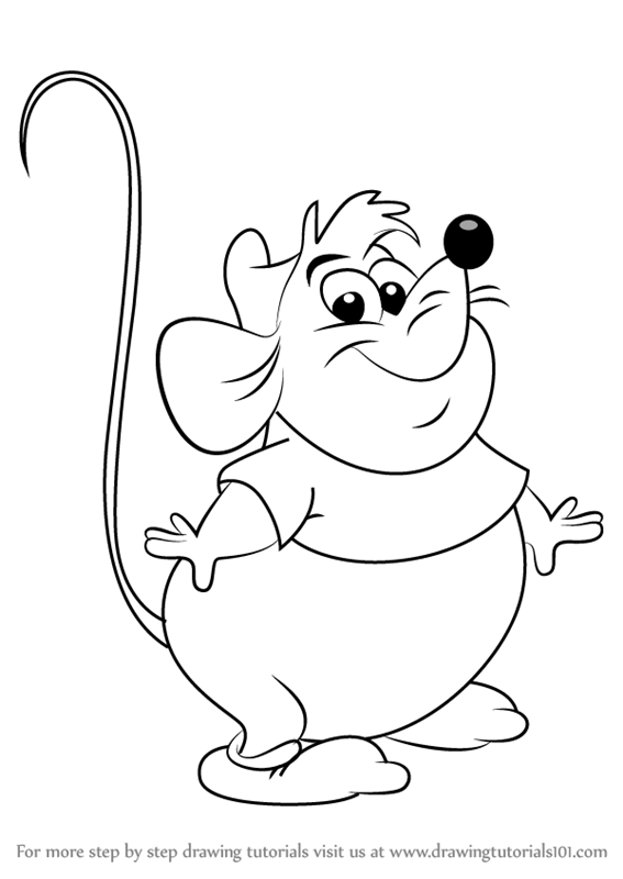 567x800 learn how to draw gus from cinderella - Cinderella Cartoon Drawing