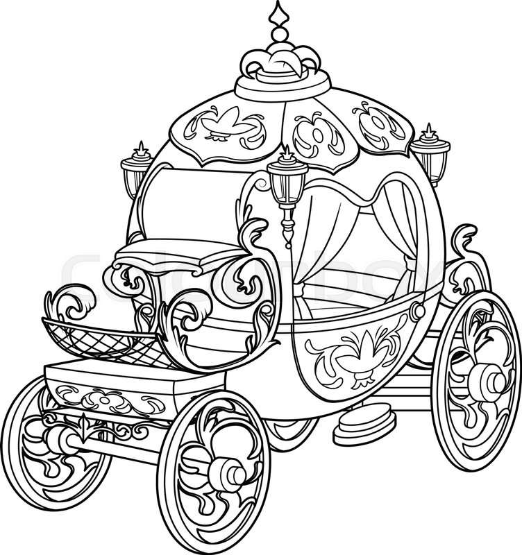 752x800 cinderella fairy tale pumpkin carriage stock vector colourbox - Cinderella Coach Drawing