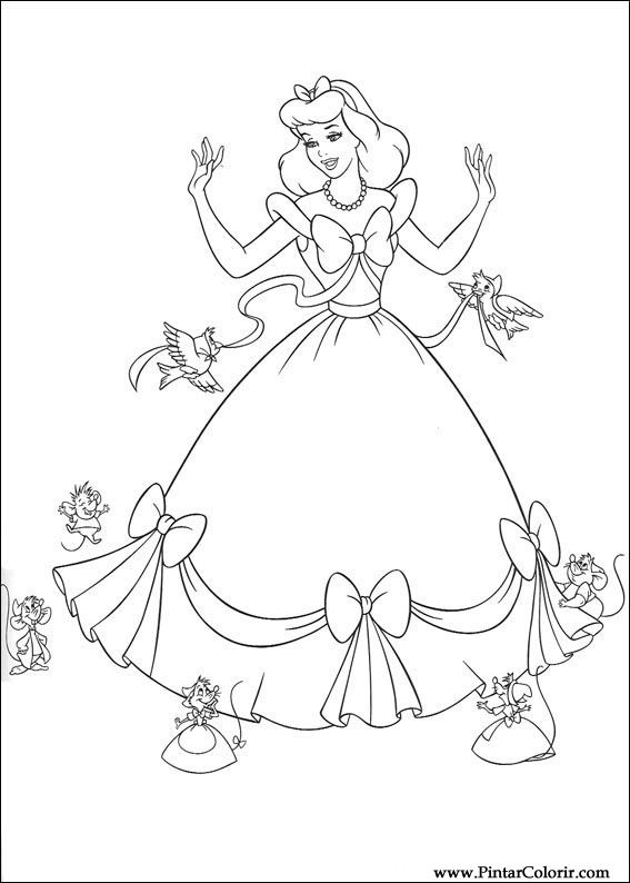 567x794 Drawings To Paint Colour Cinderella - Cinderella Drawing