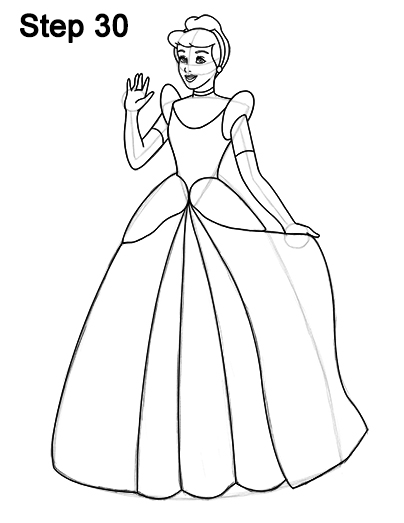 404x523 How To Draw Cinderella - Cinderella Drawing