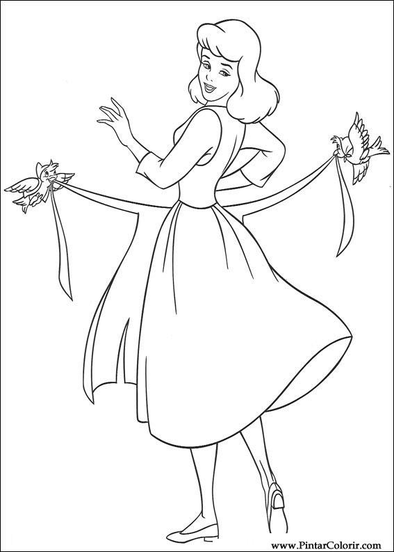 567x794 Drawings To Paint Colour Cinderella - Cinderella Drawing Pictures