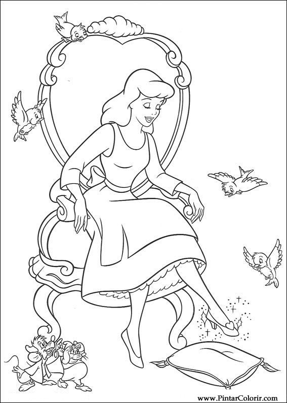 567x794 Drawings To Paint Colour Cinderella - Cinderella Drawing Pictures