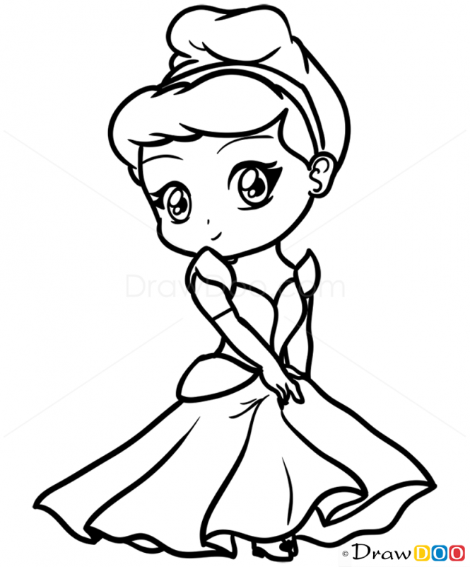 665x801 how to draw cinderella, chibi drawings in cinderella - Cinderella Drawing Pictures