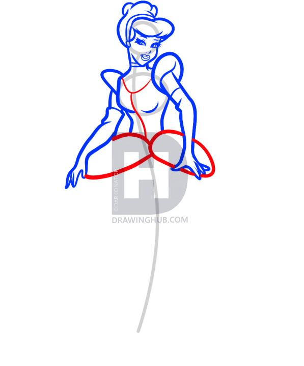 597x720 How To Draw Cinderella, Step - Cinderella Dress Drawing