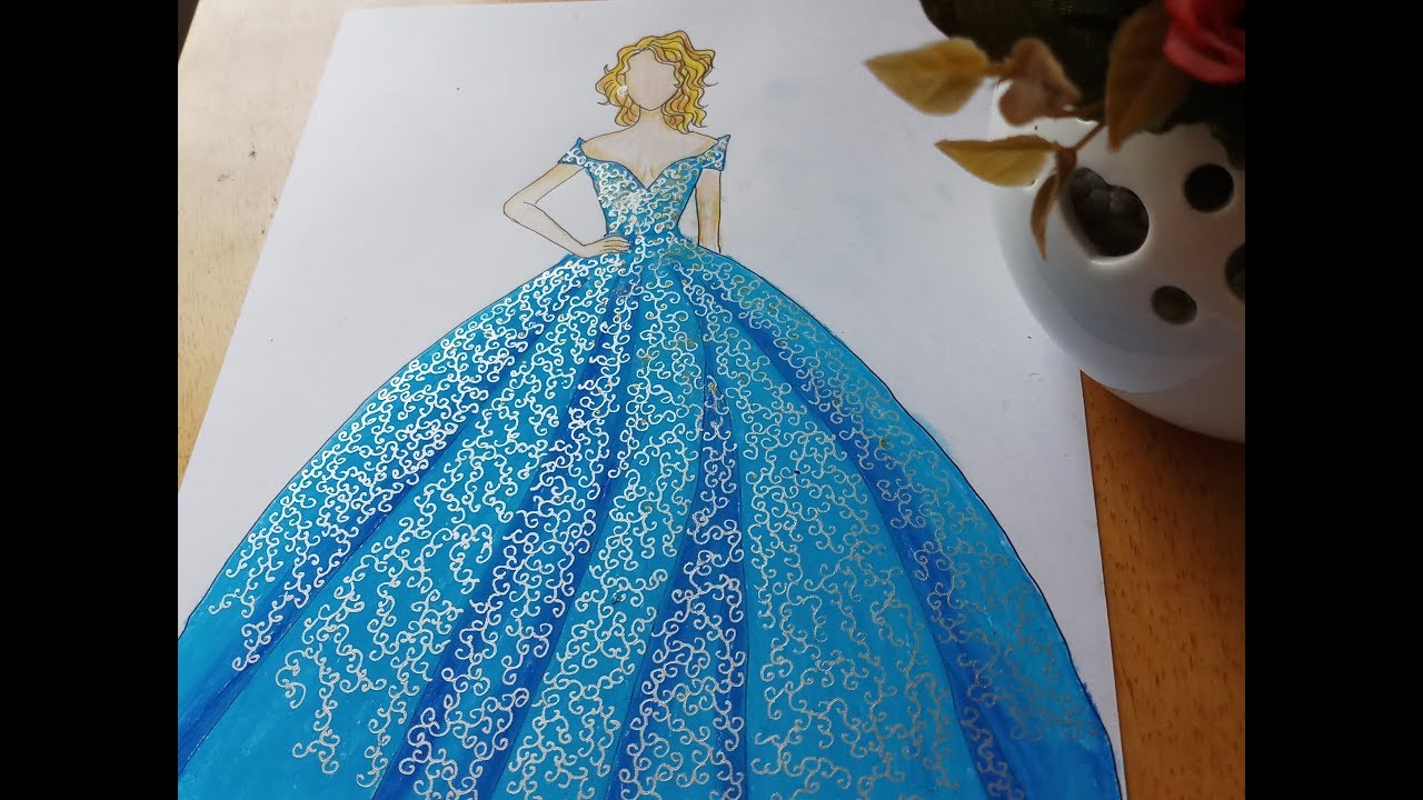1280x720 How To Draw A Dress Cinderella's Beautiful Sparkle Dress - Cinderella Dress Drawing