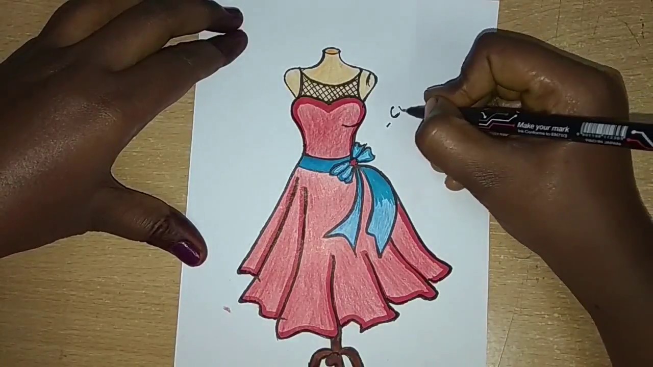 1280x720 How To Draw A Wonderful Cinderella Dress The Easy Way - Cinderella Dress Drawing