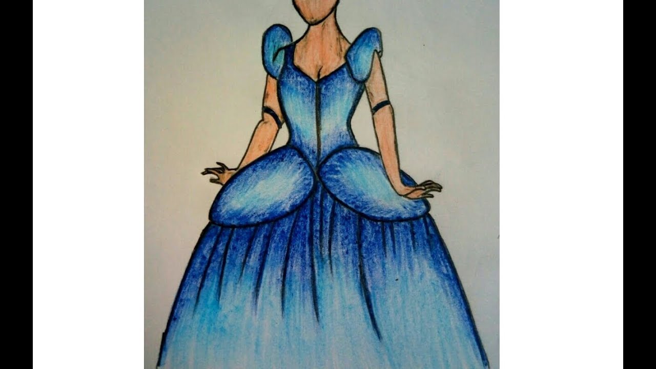 1280x720 How To Draw Dress Of Cinderella Step - Cinderella Dress Drawing