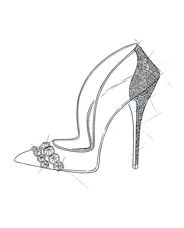 619x768 nine luxury shoe designers makeover cinderella's glass slipper - Cinderella Glass Slipper Drawing