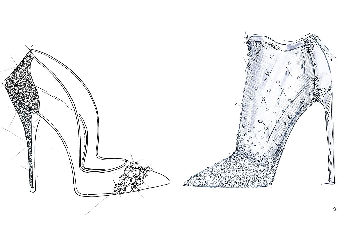 1364x900 cinderella's glass slippers designed - Cinderella Glass Slipper Drawing