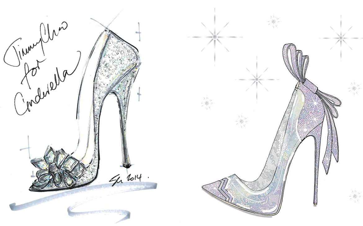 1170x729 cinderella's glass slippers designed - Cinderella Glass Slipper Drawing