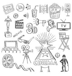 236x248 a movie themed doodle page doodles doodle pages, bullet - Cinema Drawing