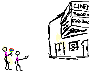 300x250 Kids Wpink Ribbons Decide To Go To The Cinema Drawing - Cinema Drawing